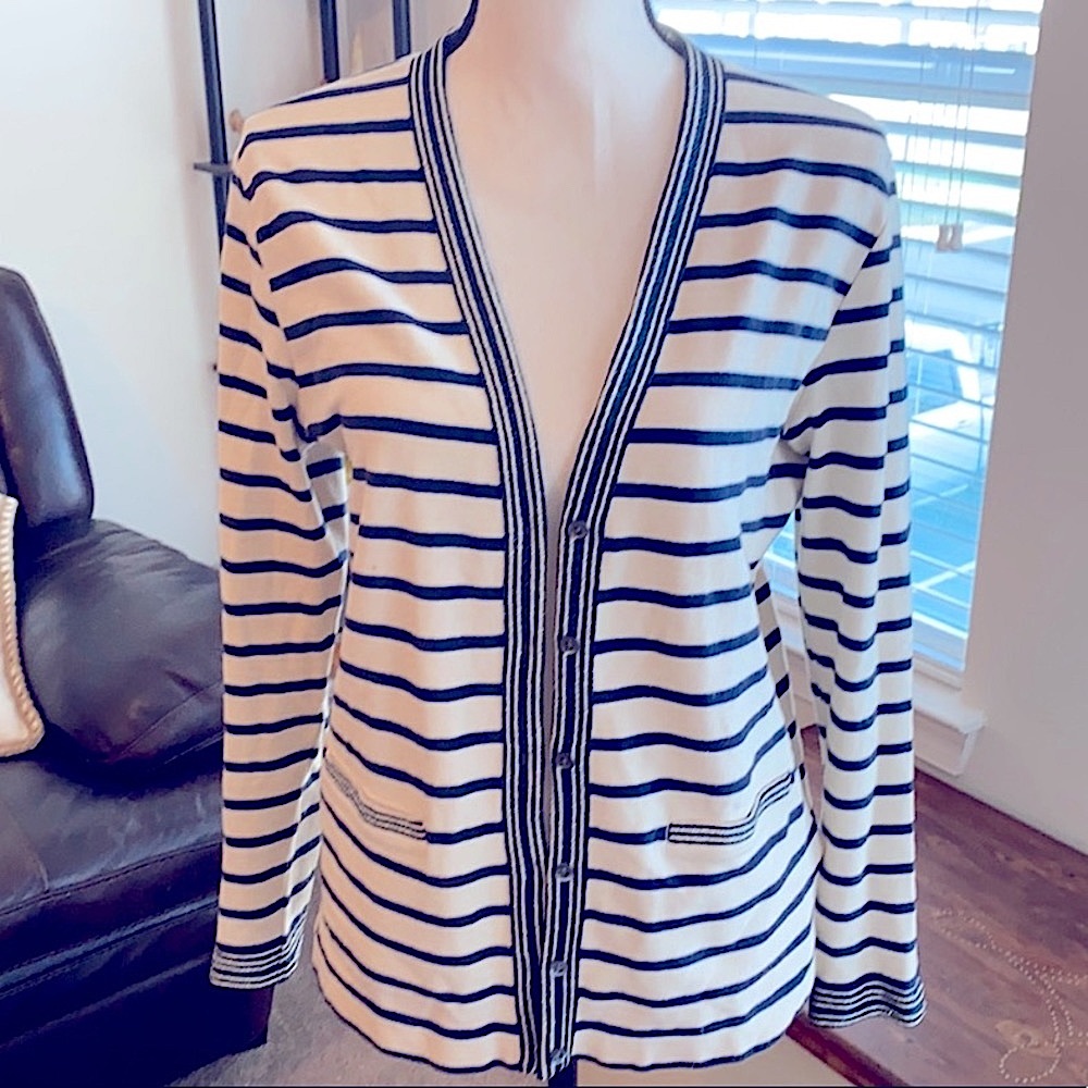 J. Crew Cardigan in Navy/White